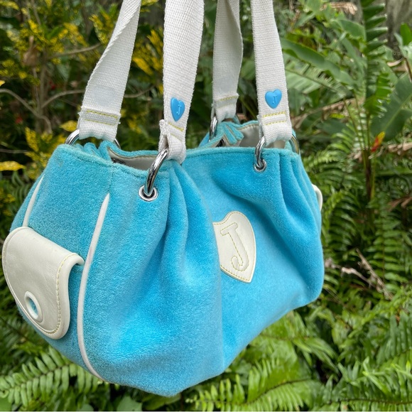 SOLD ELSEWHERE RARE JUICY COUTURE Bag TRUST FUND in blue terrycloth 😻wallet SET - Picture 7 of 14